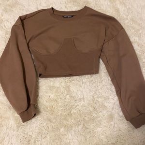NWOT ribbed Croptop “corset” sweatshirt | M